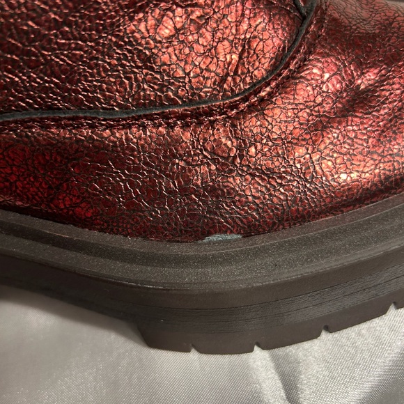 Sam Edelman Linds Red Metallic Distressed Zipper Boots Size 7.5 - Picture 2 of 10